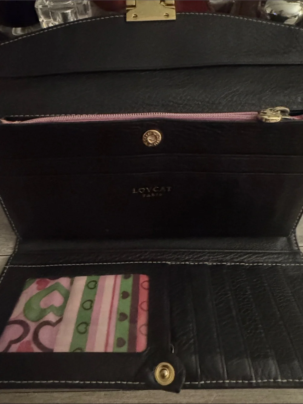 Black Leather Heart-Accent Shoulder Bag